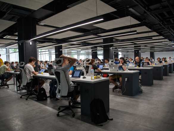 Coders at a hackathon