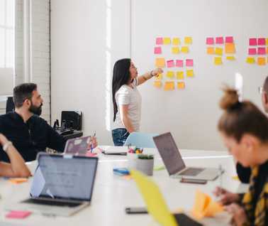 Sticky note brainstorming group